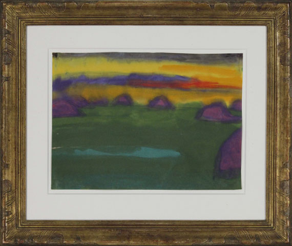 Emil Nolde - Abendliche Marschlandschaft mit Heudiemen - Rahmenbild