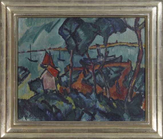 Otto Beyer - Boote und Dampfer im Kurischen Haff (Nidden) - Rahmenbild