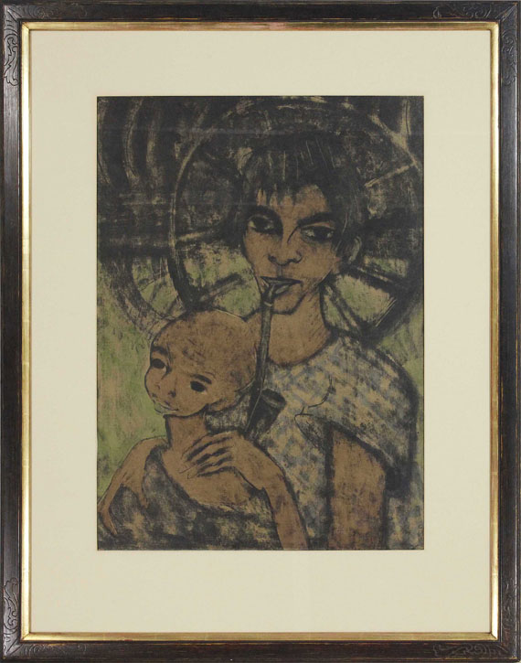 Otto Mueller - Zigeunermadonna (Zigeunerin mit Kind vorm Wagenrad) - Rahmenbild