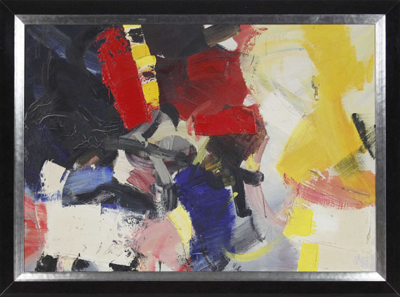 Jean Miotte - Composition rouge, bleue, jaune et noir - Rahmenbild