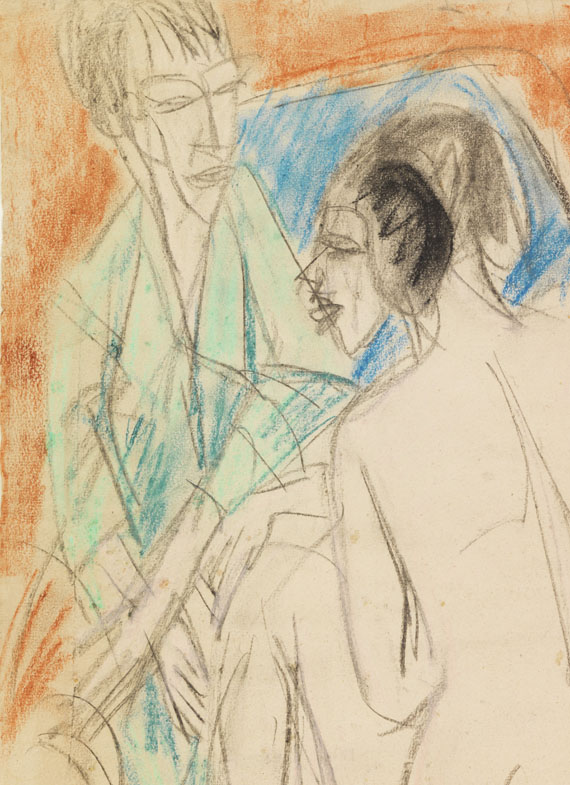 Ernst Ludwig Kirchner - Selbstporträt mit Gerda (Mann und Sitzende im Atelier) - Weitere Abbildung