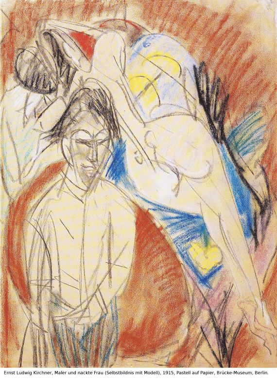 Ernst Ludwig Kirchner - Selbstporträt mit Gerda (Mann und Sitzende im Atelier) - Weitere Abbildung