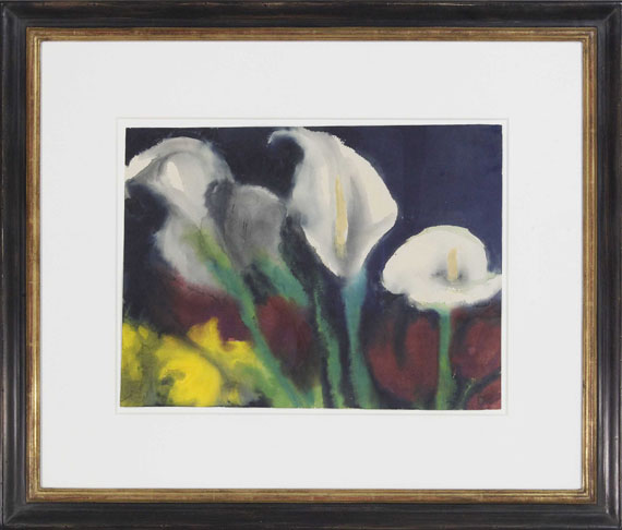 Emil Nolde - Weiße Calla über roten und gelben Blüten - Rahmenbild
