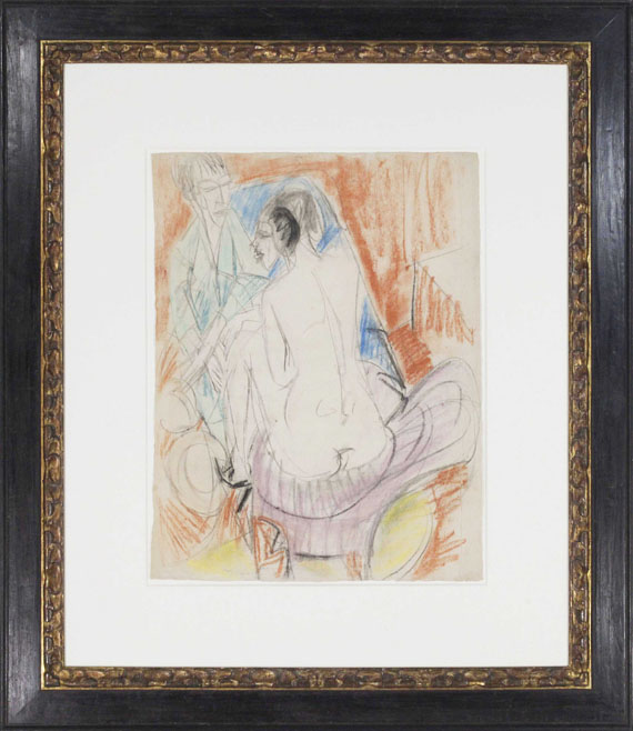 Ernst Ludwig Kirchner - Selbstporträt mit Gerda (Mann und Sitzende im Atelier) - Rahmenbild