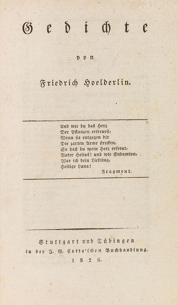 Friedrich Hölderlin - Gedichte. 1826