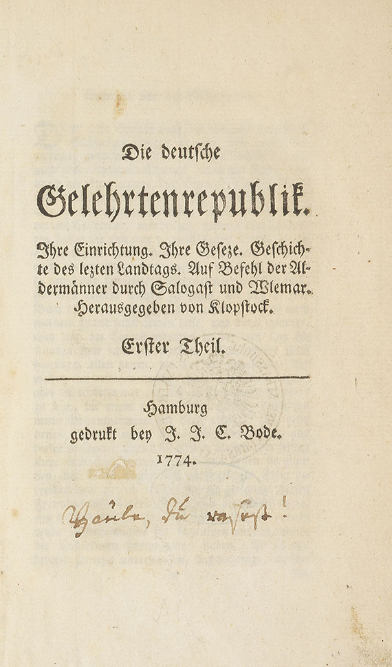 Friedrich Gottlieb Klopstock - Die deutsche Gelehrtenrepublik
