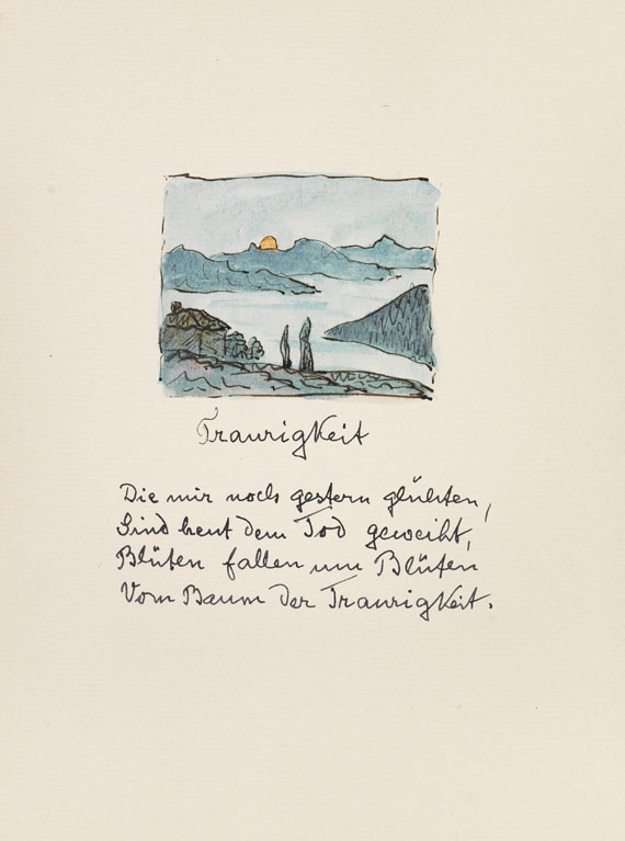 Hermann Hesse - 12 Gedichte. Originalmanuskript mit Aquarellen