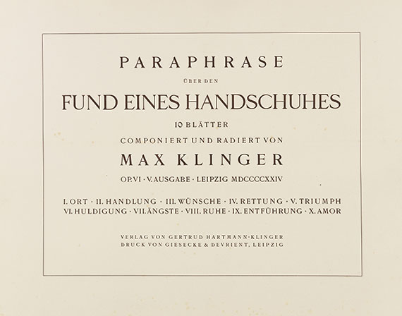 Max Klinger - Ein Handschuh - Opus VI - Weitere Abbildung