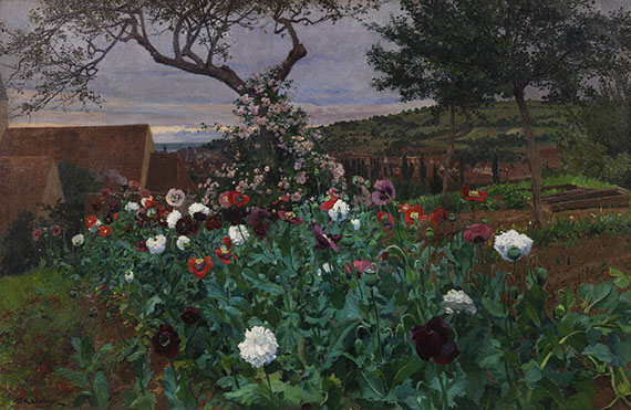 Friedrich Kallmorgen - Sommergarten mit Blick über Grötzingen