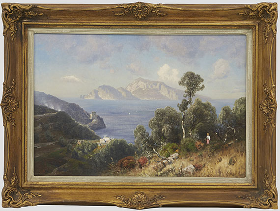 Ascan Lutteroth - Italienische Küstenlandschaft mit Blick auf Capri - Rahmenbild