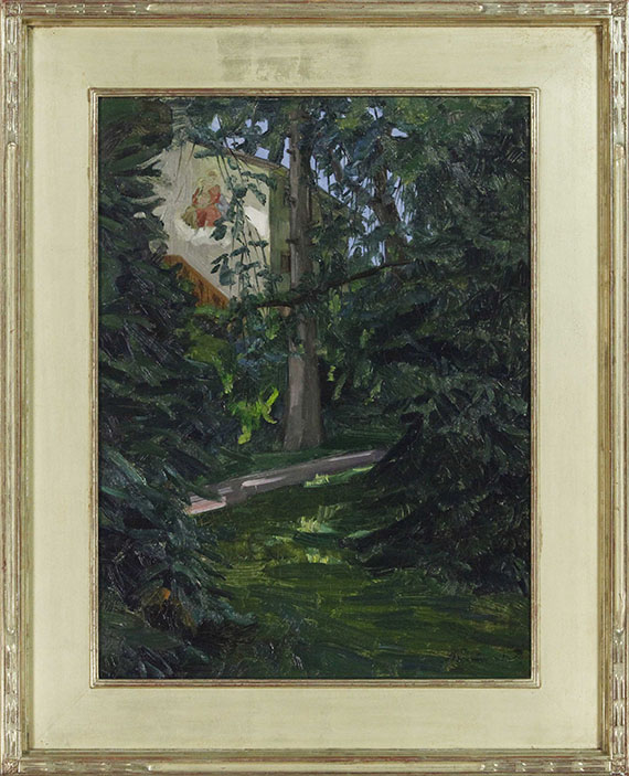 Wilhelm Trübner - Haus mit Madonna - Rahmenbild