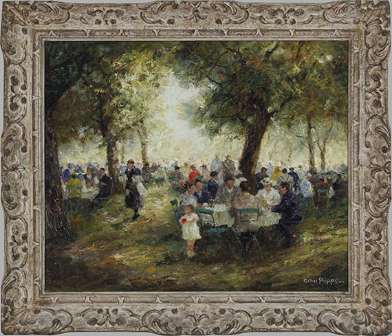 Otto Pippel - Münchner Wirtsgarten - Rahmenbild