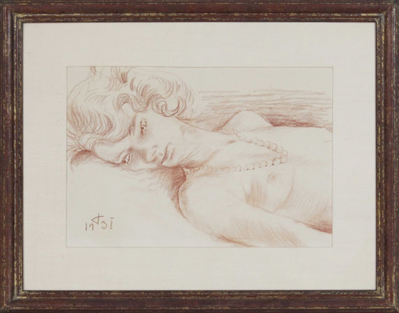 Otto Dix - Liegender Halbakt - Rahmenbild