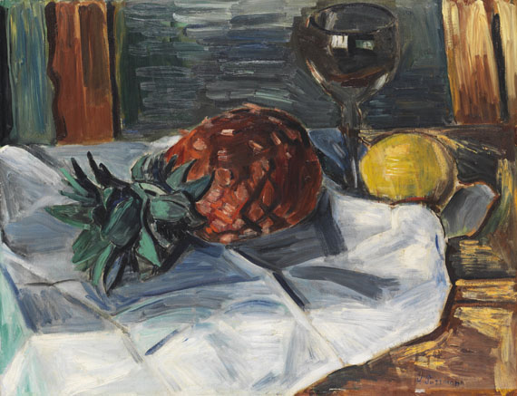 Hans Purrmann - Stillleben mit Ananas, Zitrone und Weinglas