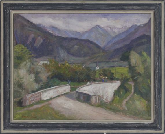 Otto Modersohn - Zillenbachbrücke (Weg nach Gailenberg oberhalb von Hindelang im Allgäu) - Rahmenbild