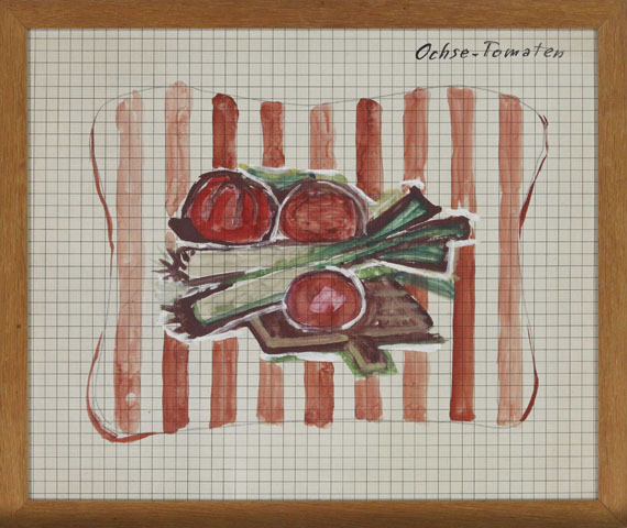 Otto Dix - Lauch und Tomaten / Ochse (Entwurfszeichnungen) - Rahmenbild