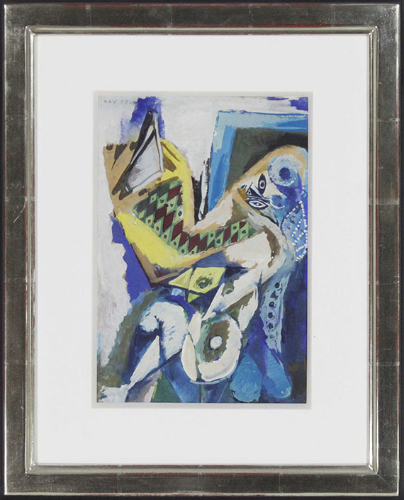 Ernst Wilhelm Nay - Blaue Sitzende mit Spiegel I - Rahmenbild