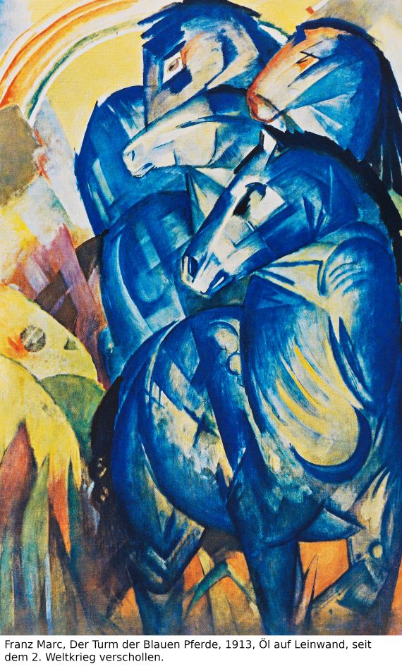 Franz Marc - Zwei Pferde. Verso: Zwei stehende Mädchenakte mit grünem Stein - Weitere Abbildung