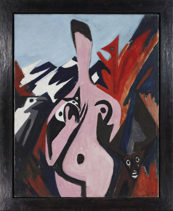 Ernst Wilhelm Nay - Frau mit Tieren - Rahmenbild