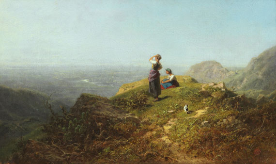 Carl Spitzweg - Blick ins Tal (Zwei Mädchen auf einer Alpe)