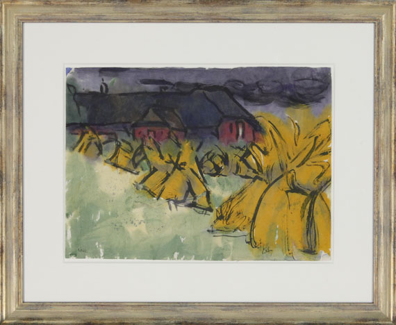 Emil Nolde - Bauernhof mit Korndiemen - Rahmenbild