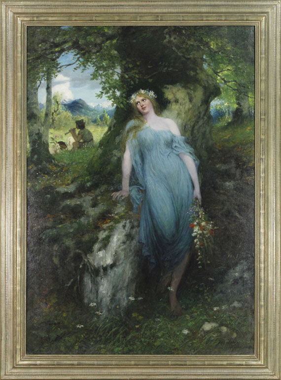 Ferdinand Leeke - Waldnymphe und Hirte - Rahmenbild