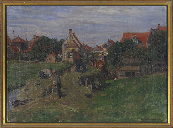 Friedrich Kallmorgen - Heuernte (Holland) - Rahmenbild