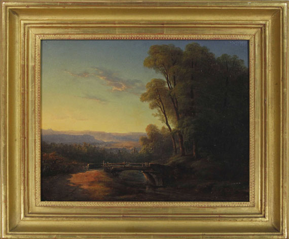 Franz Graf von Pocci - Süddeutsche Landschaft im Abendlicht - Rahmenbild