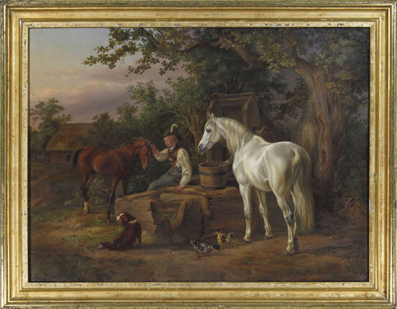 Albrecht Adam - An der Tränke - Rahmenbild