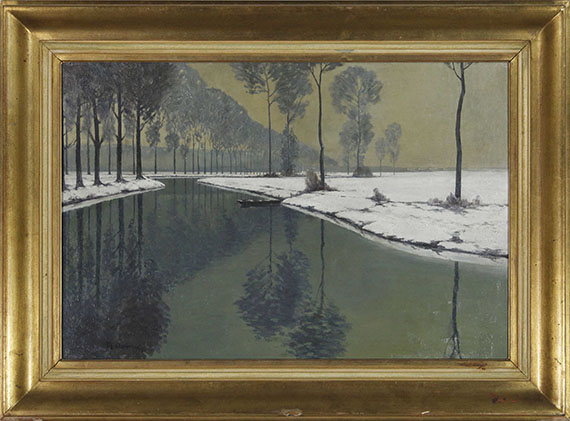 Max Clarenbach - Winterlandschaft an der Erft - Rahmenbild