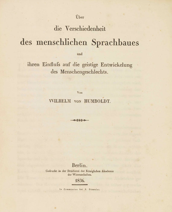 Wilhelm von Humboldt - Über die Verschiedenheit des menschlichen Sprachbaues