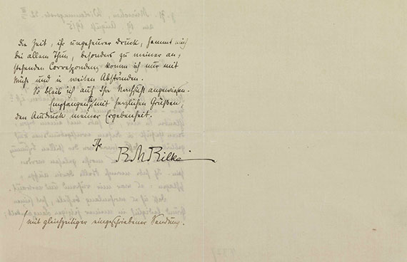 Rainer Maria Rilke - Eigenhändiger Brief 19. August 1915