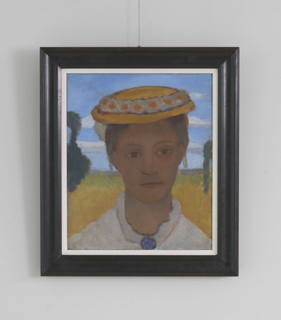 Paula Modersohn-Becker - Kopf der Schwester Herma mit Marienblümchenkranz auf dem Hut