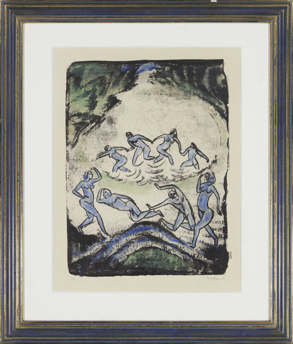 Hermann Max Pechstein - Der Tanz (Tanzende und Badende am Waldteich) - Rahmenbild