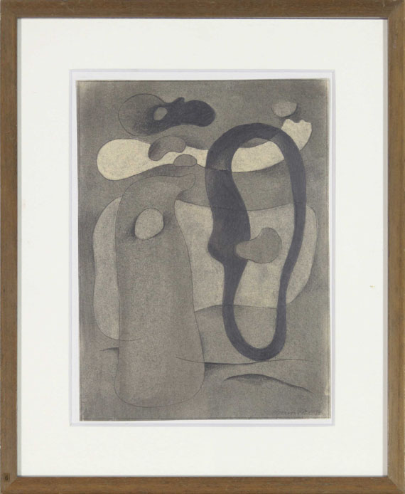 Willi Baumeister - Figur mit dunkler Form - Rahmenbild