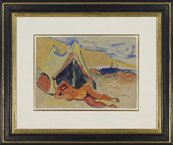 Hermann Max Pechstein - Liegender Akt am Strand - Rahmenbild