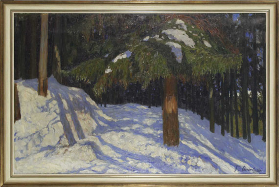 Fritz Overbeck - Tannenwald im Schnee - Rahmenbild