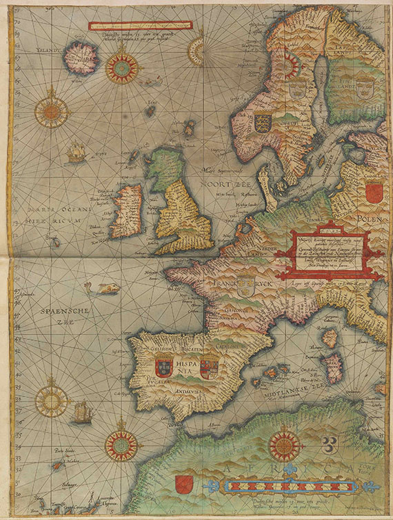 Lucas Janszoon Waghenaer - Speculum nauticum super navigatione maris, 2 Teile in 1 Band