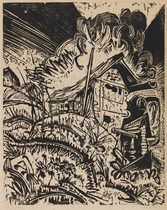 Ernst Ludwig Kirchner - Berghaus mit Gewitterwolke (Alphütte bei Gewitter)