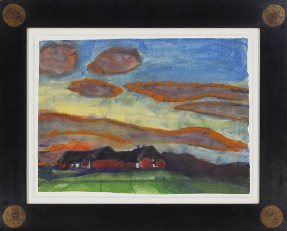 Emil Nolde - Hof Seebüll unter Abendhimmel - Rahmenbild