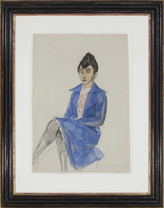 Rudolf Schlichter - Frau mit blauem Kleid - Rahmenbild