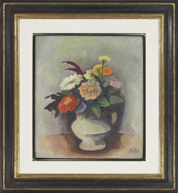 Karl Hofer - Zinnienstrauß in Vase - Rahmenbild