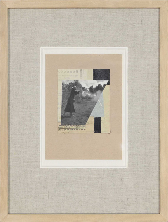 Kurt Schwitters - Mit Jägerin, Merzzeichnung - Rahmenbild