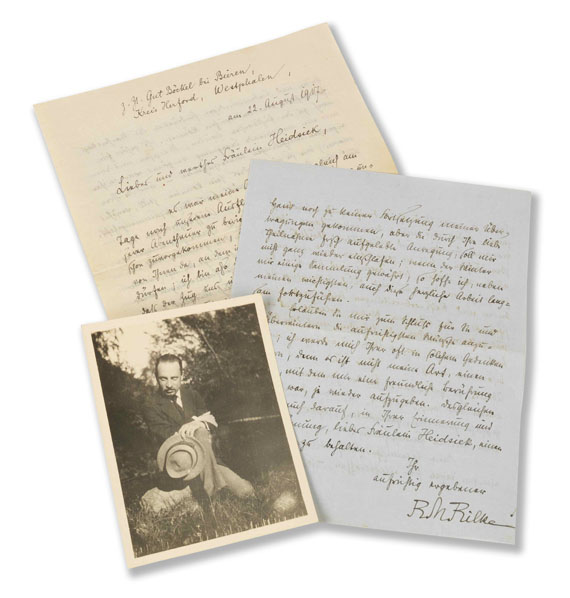 Rainer Maria Rilke - 2 eigenhändige Briefe und 1 Porträtfotokarte