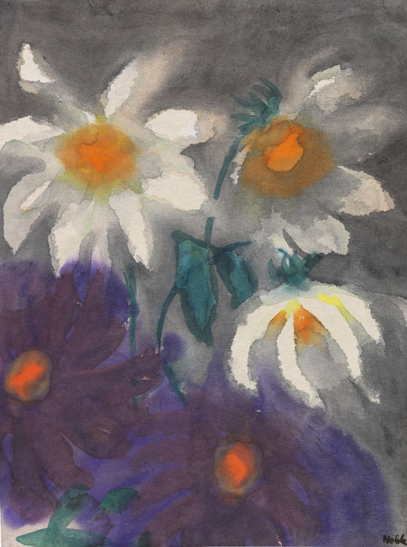 Emil Nolde - Violette und weiße Dahlien