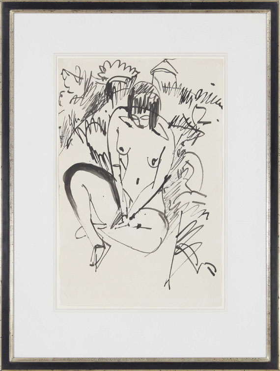 Ernst Ludwig Kirchner - Sitzende in Dünen - Fehmarn - Rahmenbild