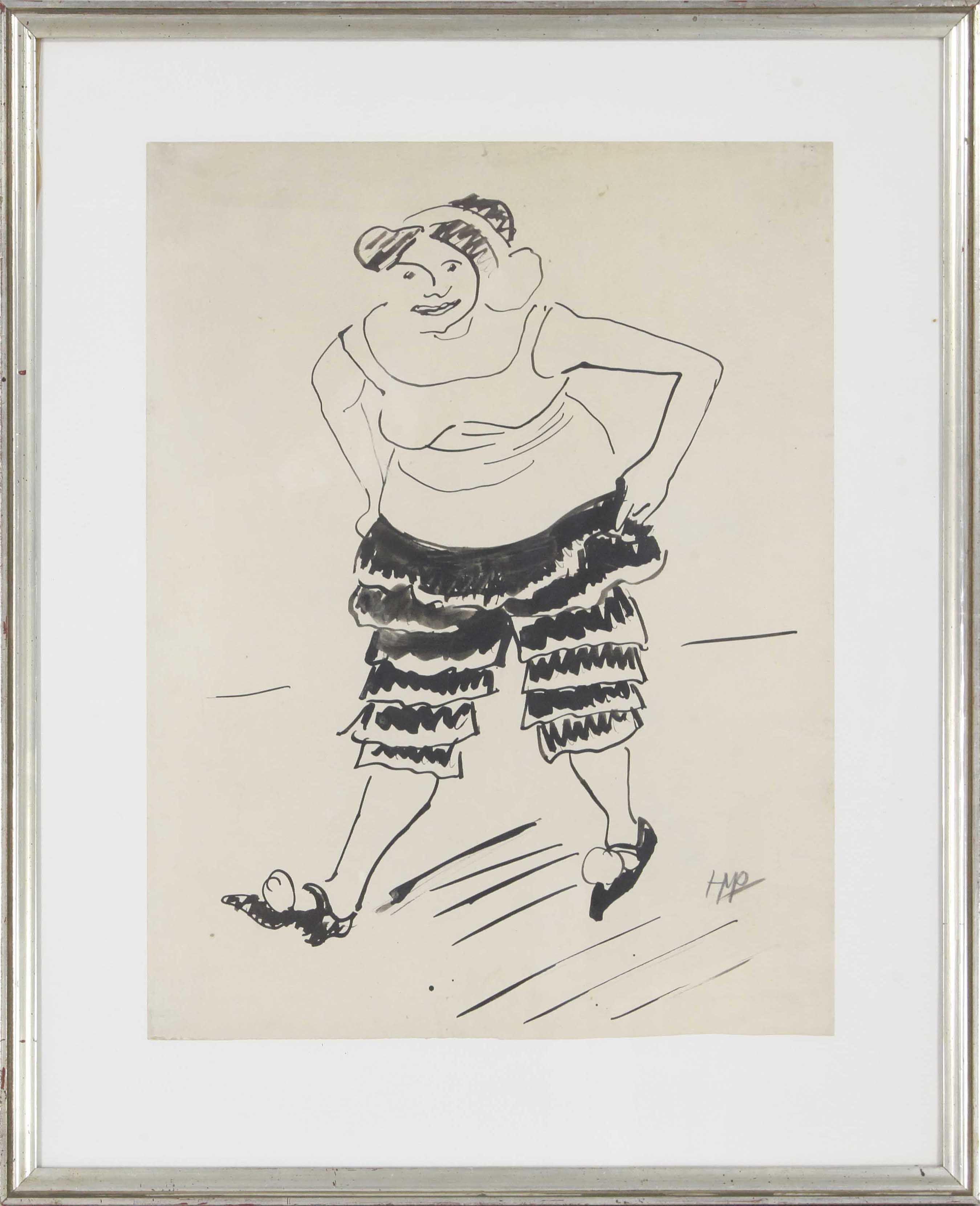 Hermann Max Pechstein - Tänzerin in schwarzer Hose - Rahmenbild