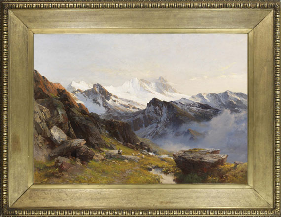 Edward Theodore Compton - Großglockner von der Prager Hütte aus, früh - Rahmenbild