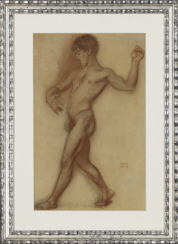 Franz von Stuck - Männlicher Akt (Studie zu "Der Tanz") - Rahmenbild
