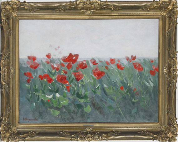 Karl Hagemeister - Roter Mohn am Seeufer - Rahmenbild